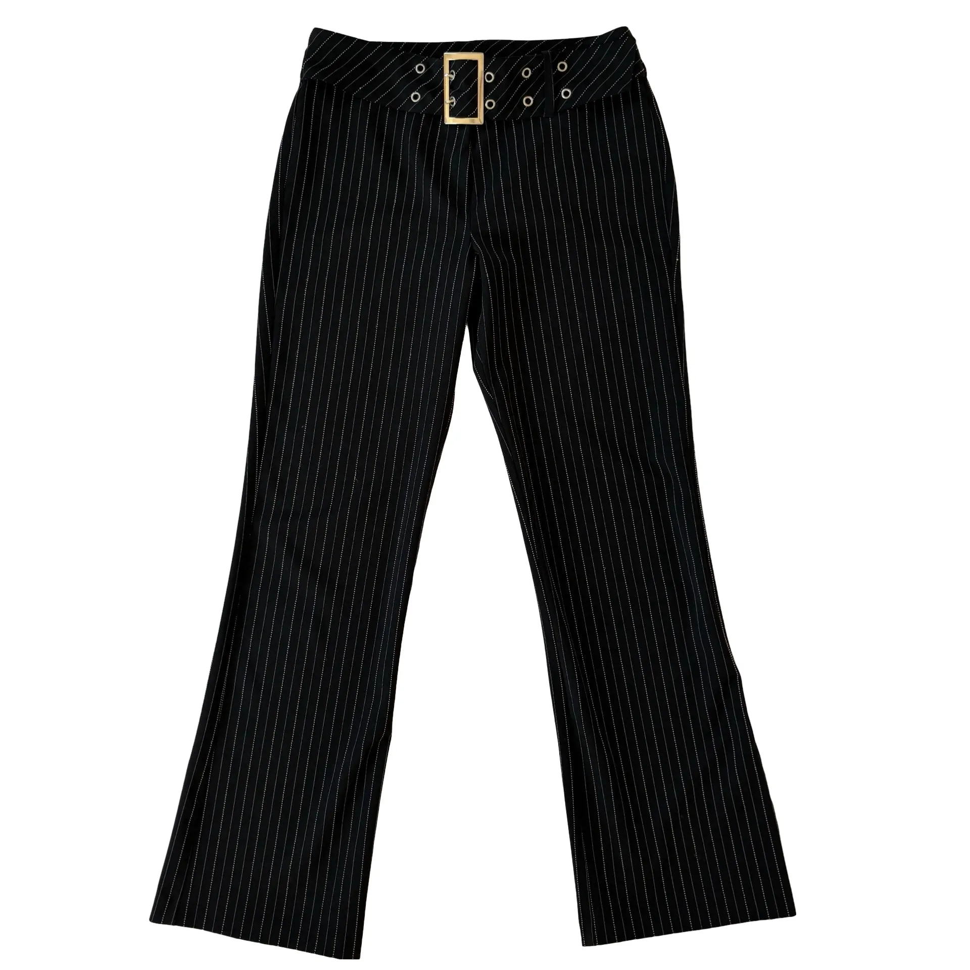 2000s Belted Pinstripe Trousers (M)