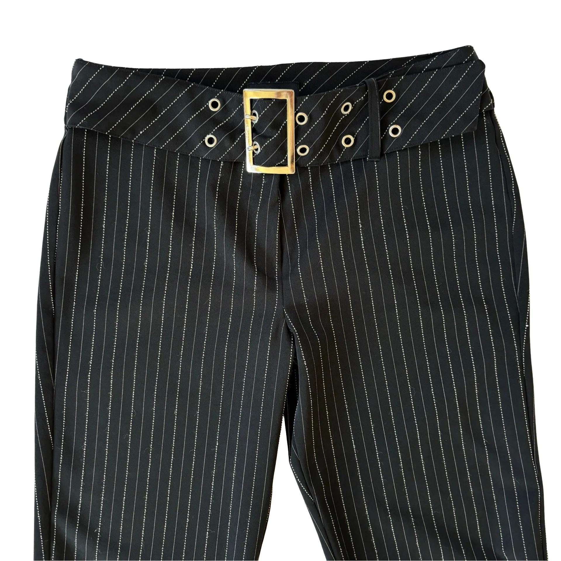2000s Belted Pinstripe Trousers (M)