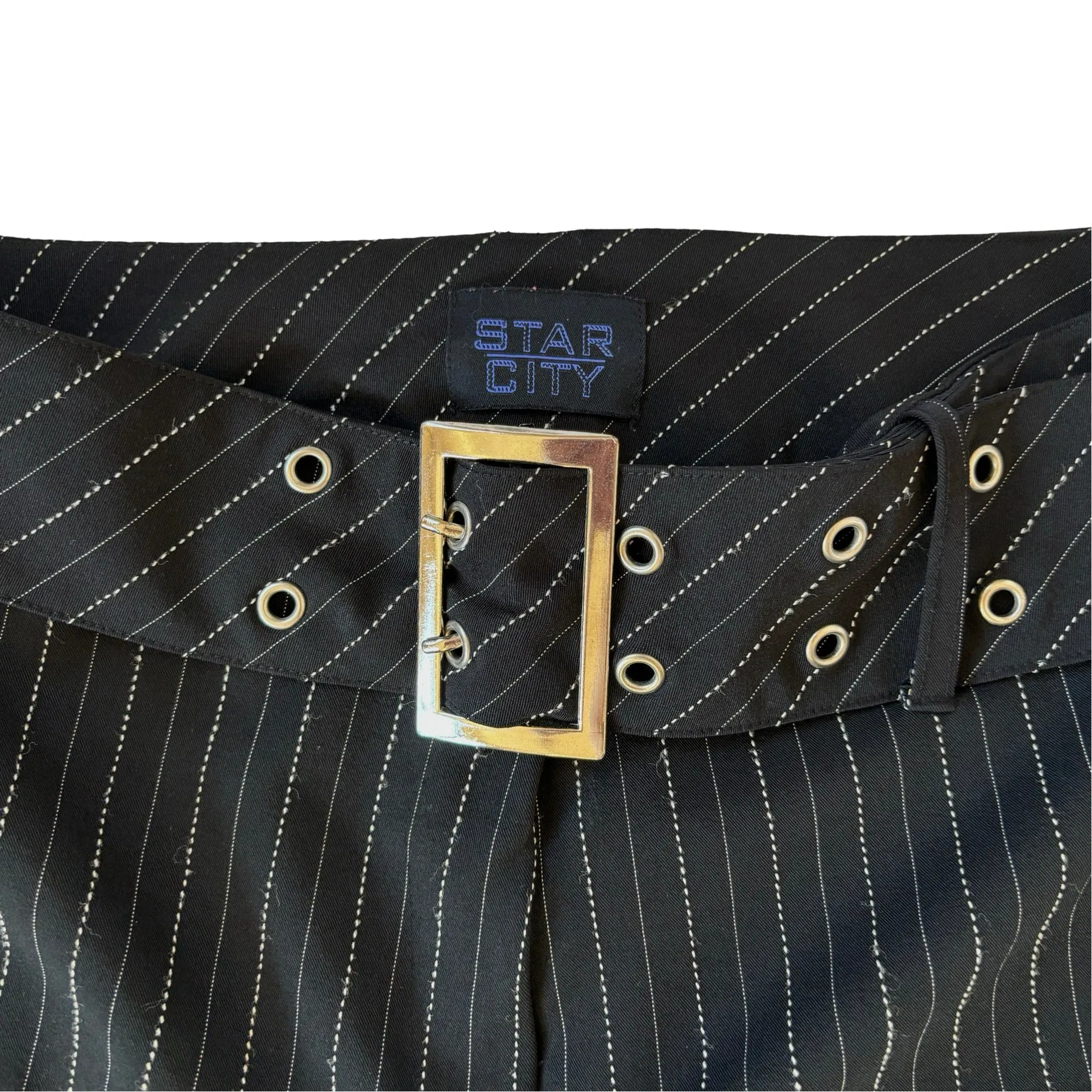 2000s Belted Pinstripe Trousers (M)