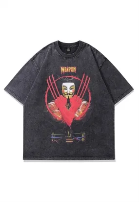 Anime t-shirt Japanese cartoon tee retro movie top in grey