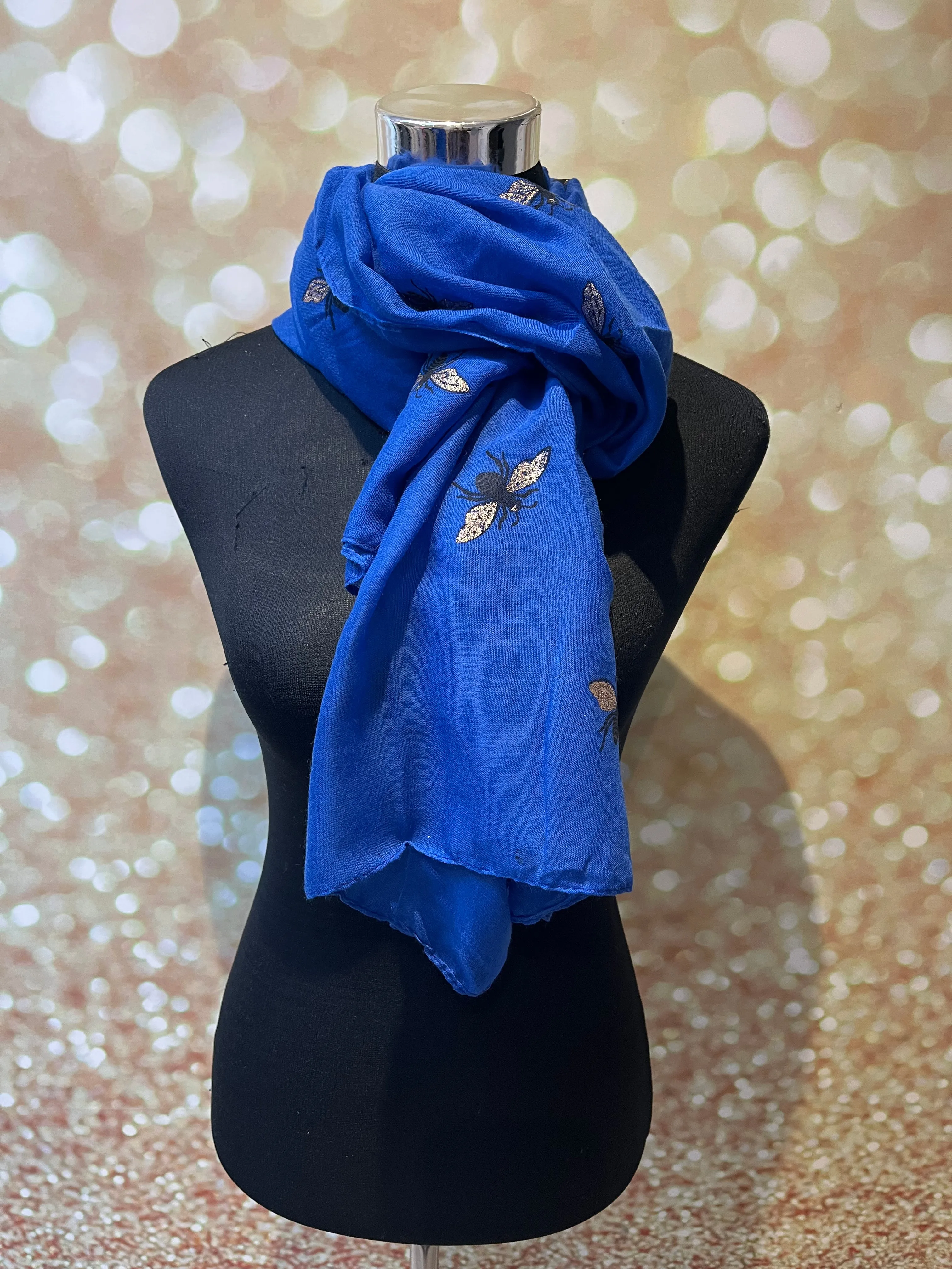 Bee print glitter scarf