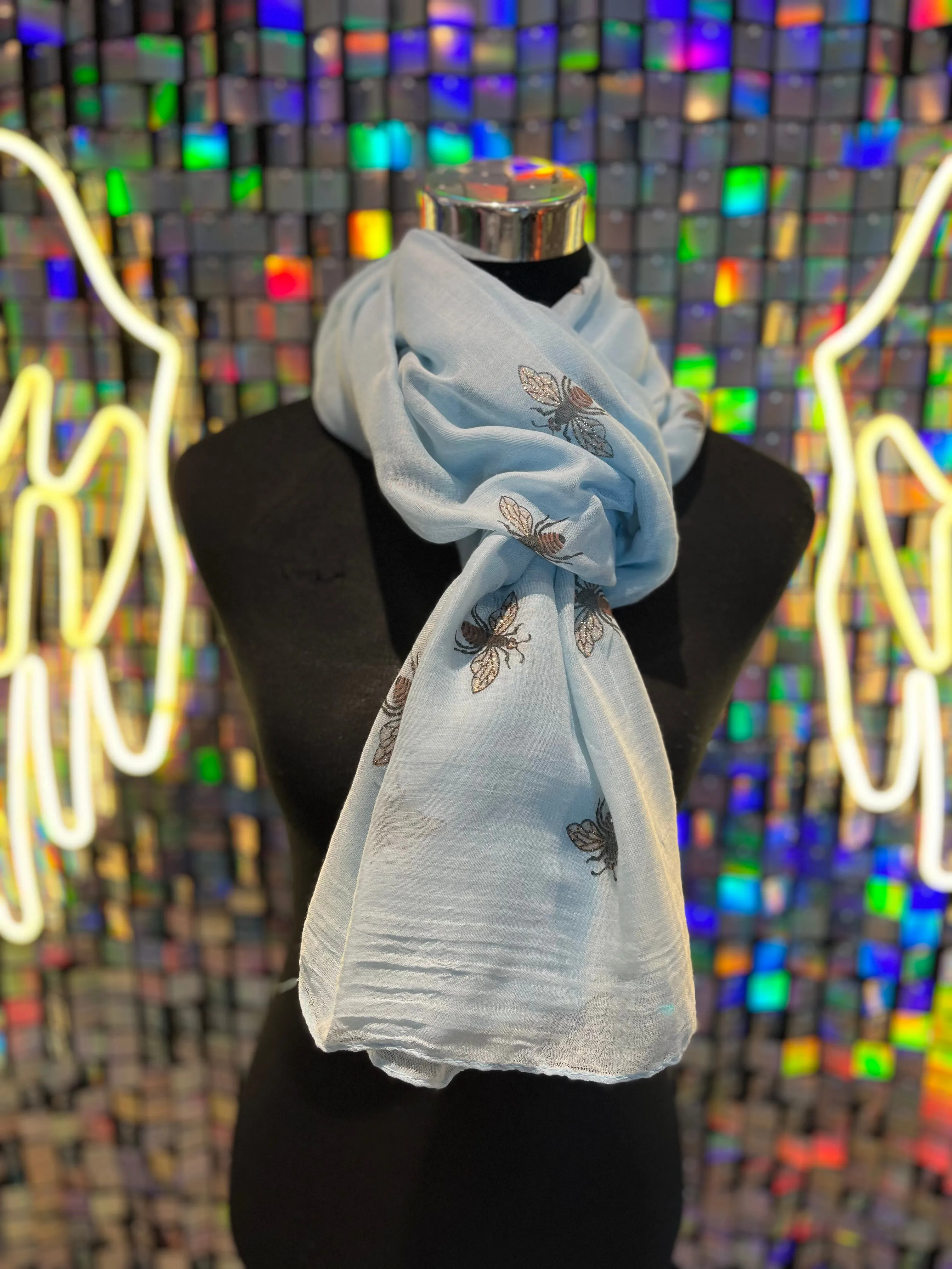 Bee print glitter scarf