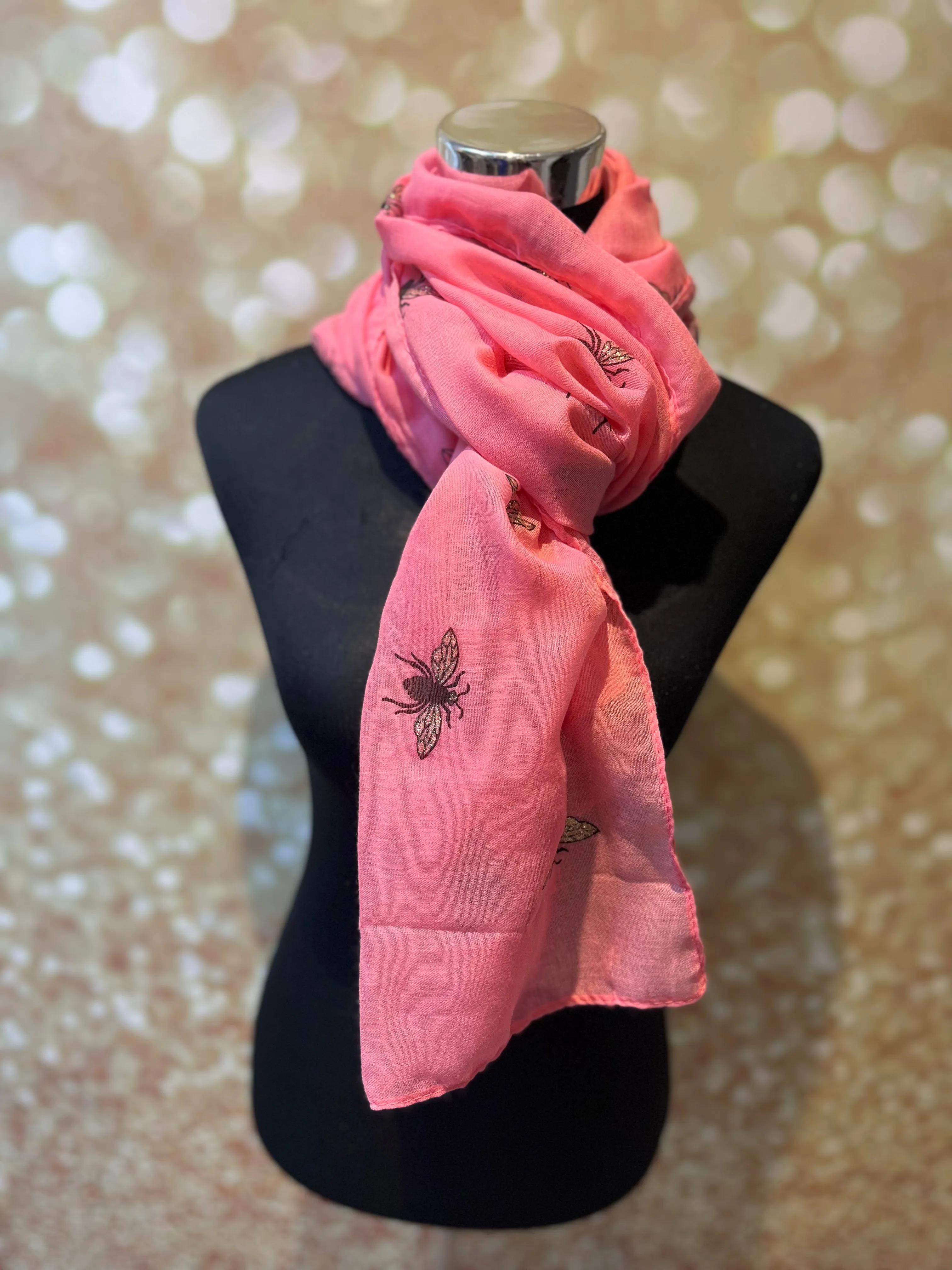 Bee print glitter scarf