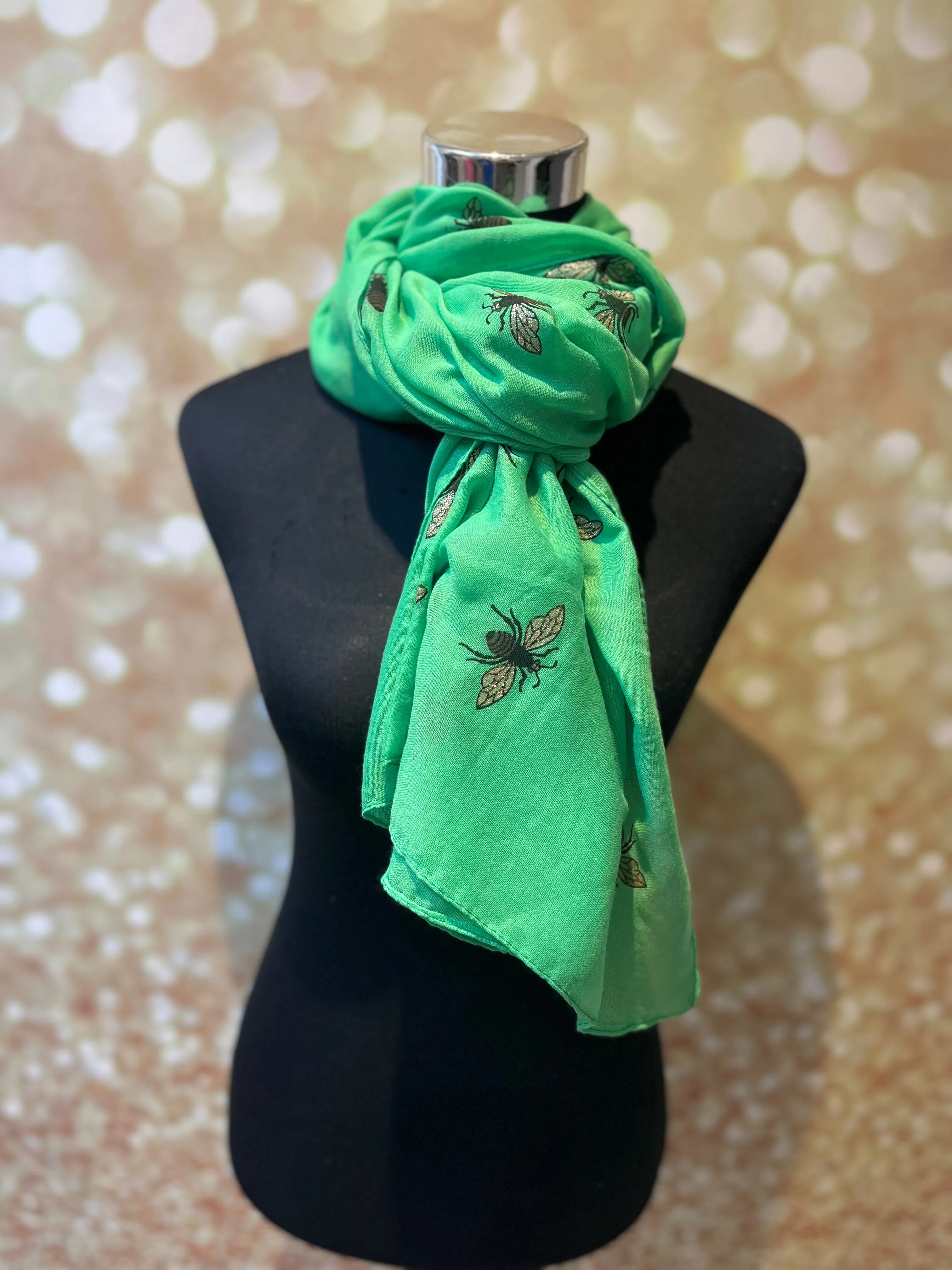 Bee print glitter scarf