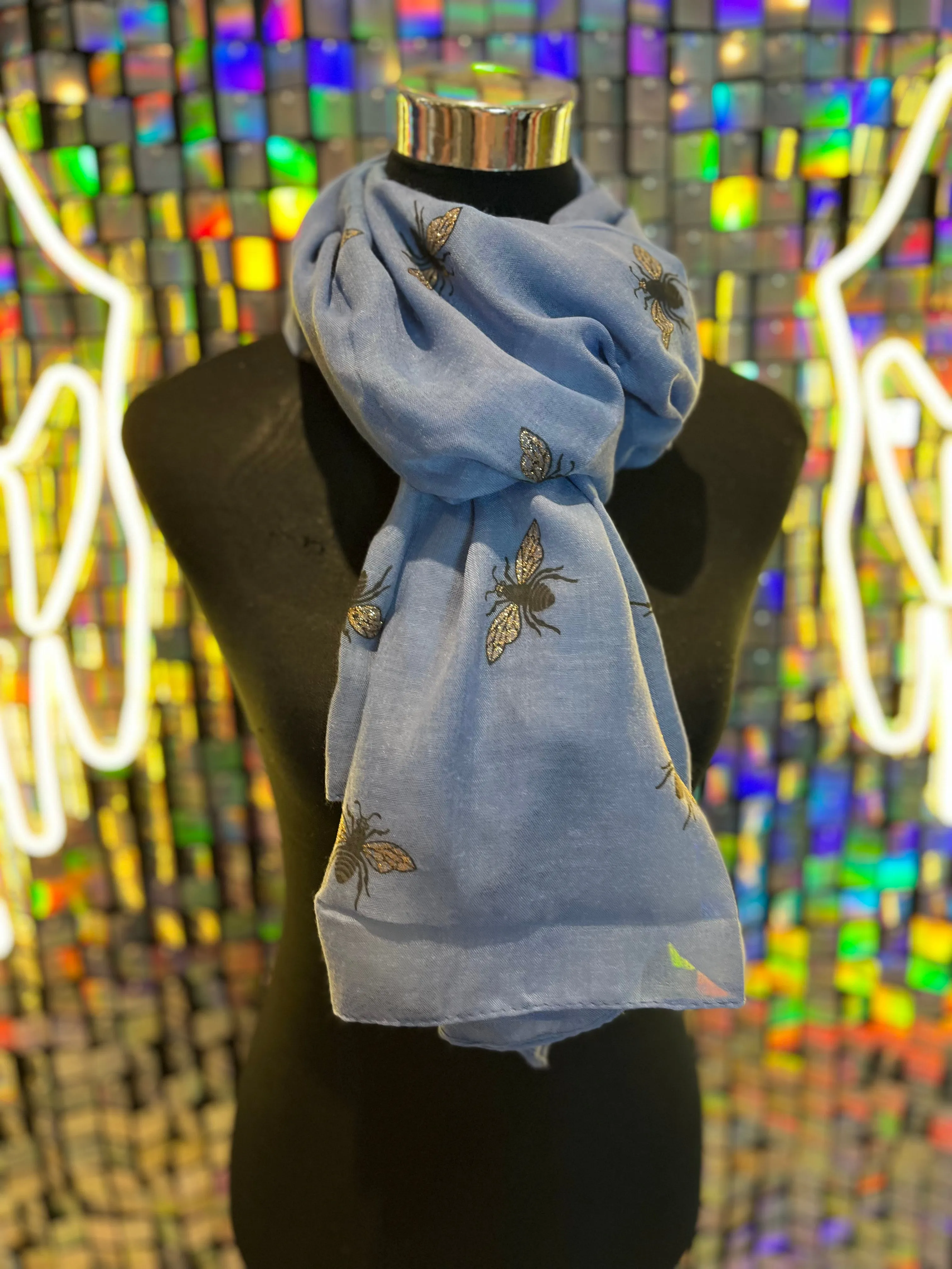 Bee print glitter scarf