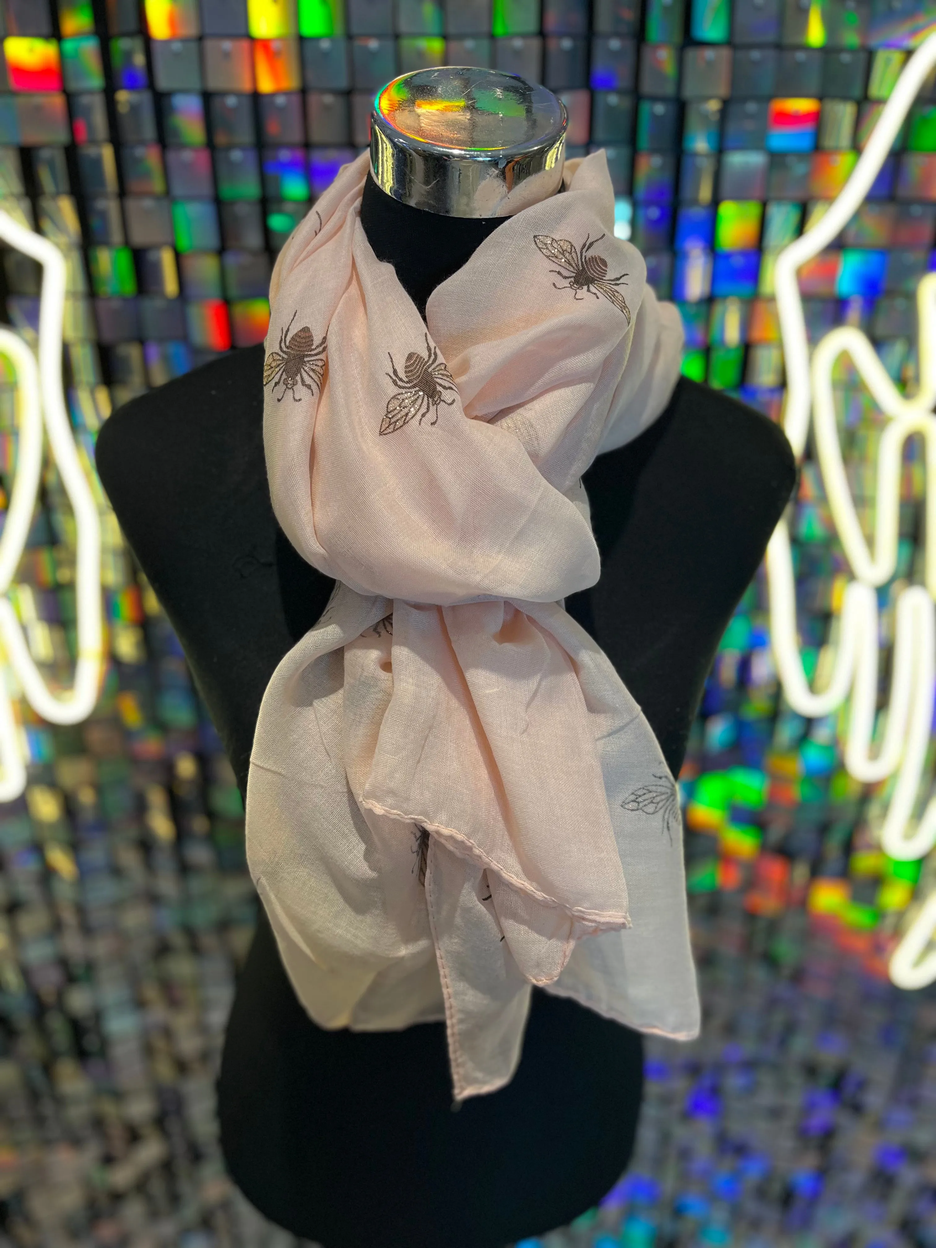 Bee print glitter scarf