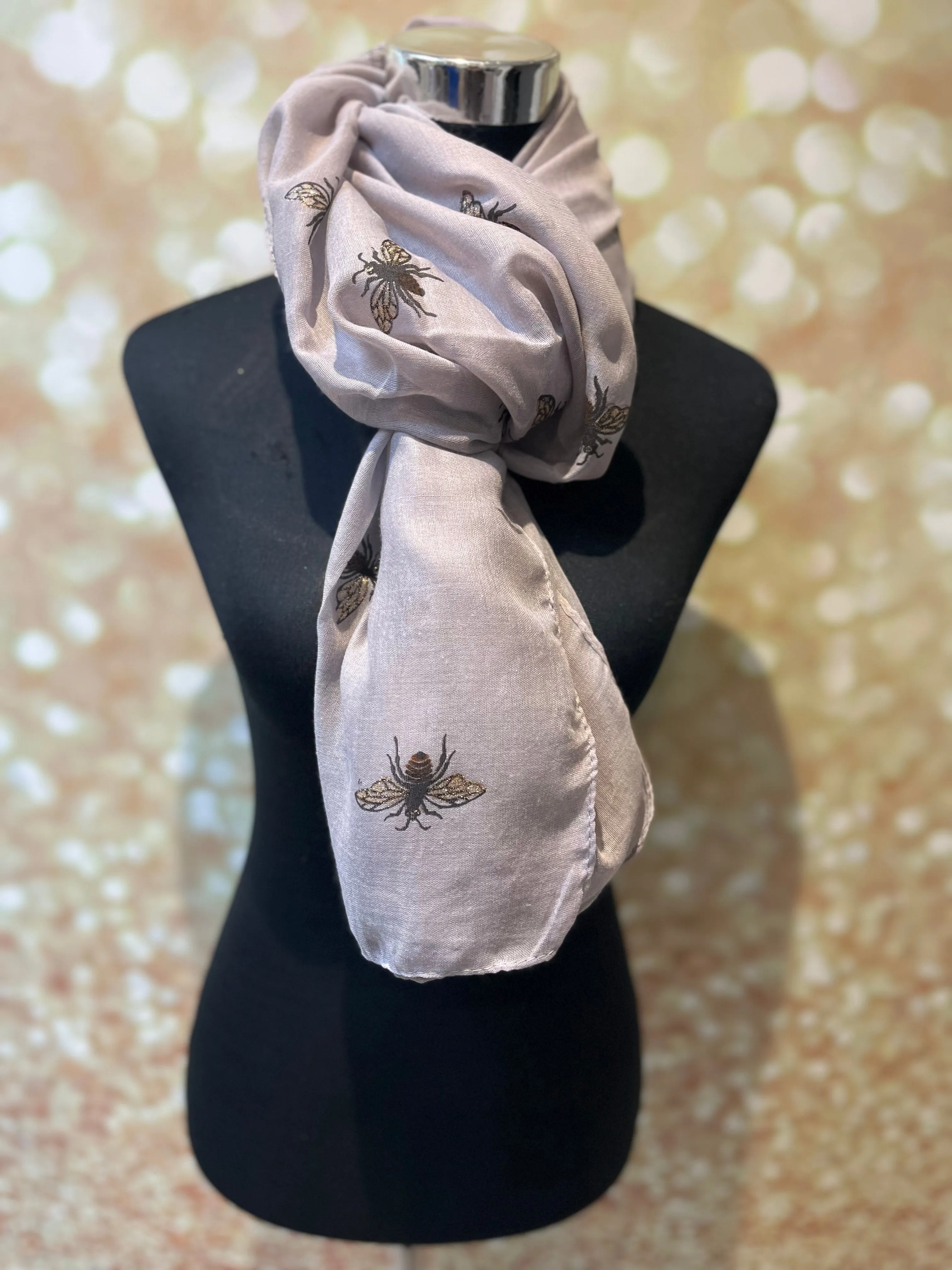 Bee print glitter scarf