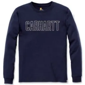Carhartt&#x20;104106&#x20;l&#x2F;s&#x20;Block&#x20;Logo&#x20;T-Shirt&#x20;-&#x20;Navy