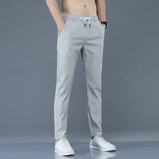 (Free Shipping) Mens Trousers Spring Summer New Thin Green Solid Color Fashion Pocket Casual Work Pants