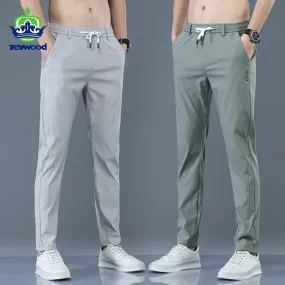 (Free Shipping) Mens Trousers Spring Summer New Thin Green Solid Color Fashion Pocket Casual Work Pants