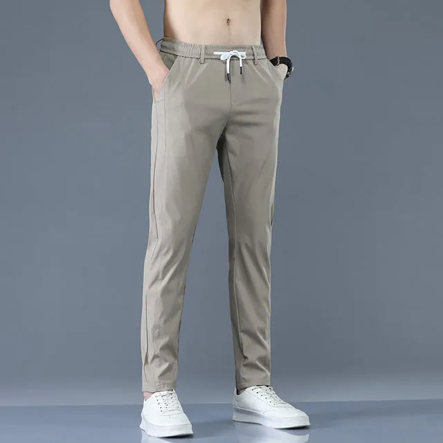 (Free Shipping) Mens Trousers Spring Summer New Thin Green Solid Color Fashion Pocket Casual Work Pants