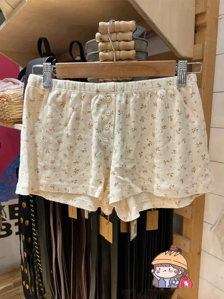 LVSANW Casual Women Soft Cotton Front Buttons Shorts 2024 Summer Vintage Low Waist Female Chic Bottoms