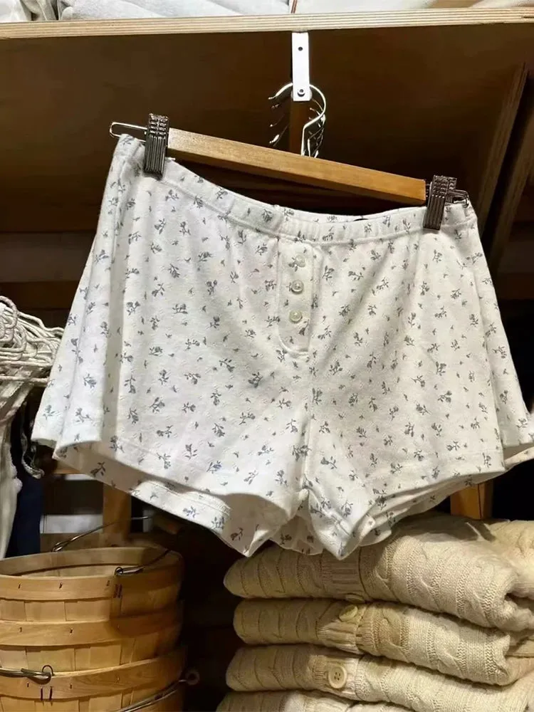 LVSANW Casual Women Soft Cotton Front Buttons Shorts 2024 Summer Vintage Low Waist Female Chic Bottoms