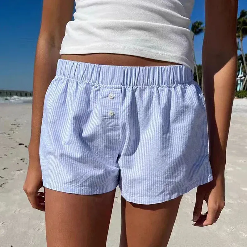 LVSANW Casual Women Soft Cotton Front Buttons Shorts 2024 Summer Vintage Low Waist Female Chic Bottoms