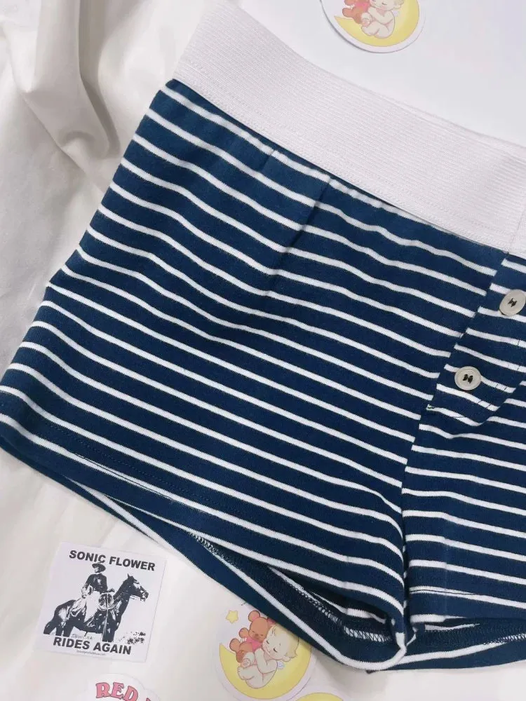 LVSANW Casual Women Soft Cotton Front Buttons Shorts 2024 Summer Vintage Low Waist Female Chic Bottoms