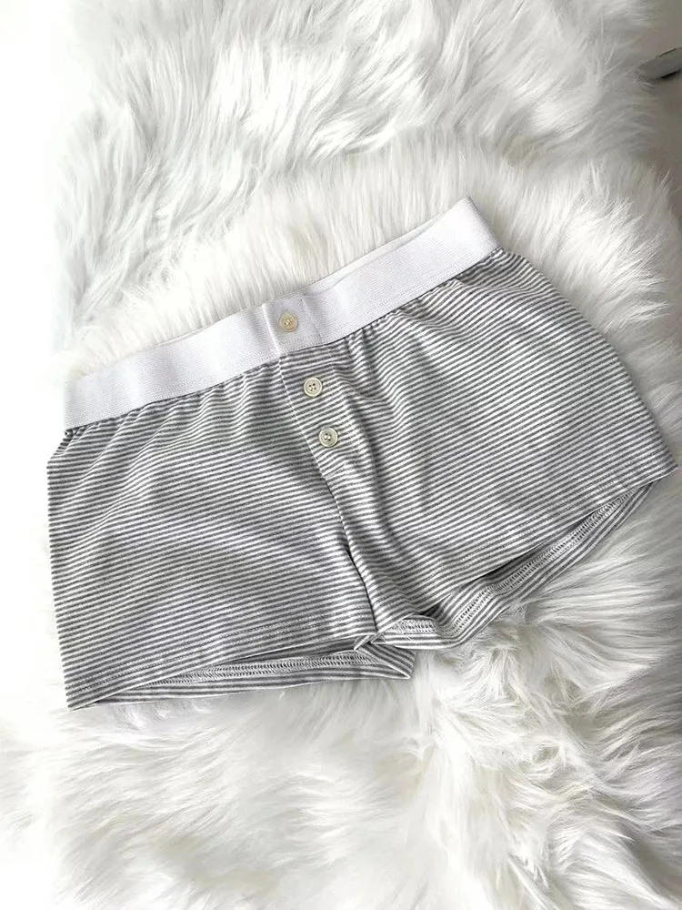 LVSANW Casual Women Soft Cotton Front Buttons Shorts 2024 Summer Vintage Low Waist Female Chic Bottoms
