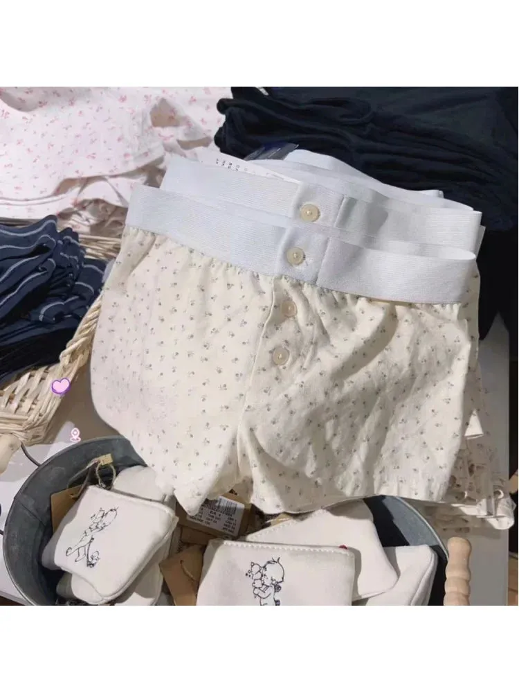 LVSANW Casual Women Soft Cotton Front Buttons Shorts 2024 Summer Vintage Low Waist Female Chic Bottoms