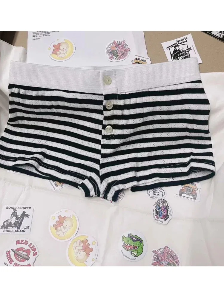 LVSANW Casual Women Soft Cotton Front Buttons Shorts 2024 Summer Vintage Low Waist Female Chic Bottoms