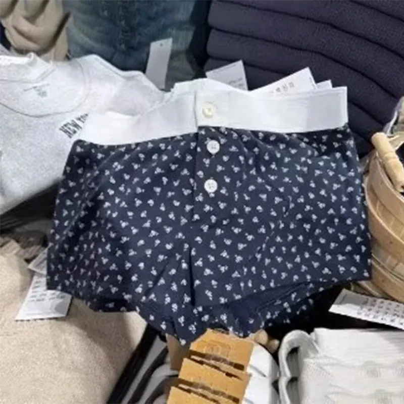 LVSANW Casual Women Soft Cotton Front Buttons Shorts 2024 Summer Vintage Low Waist Female Chic Bottoms