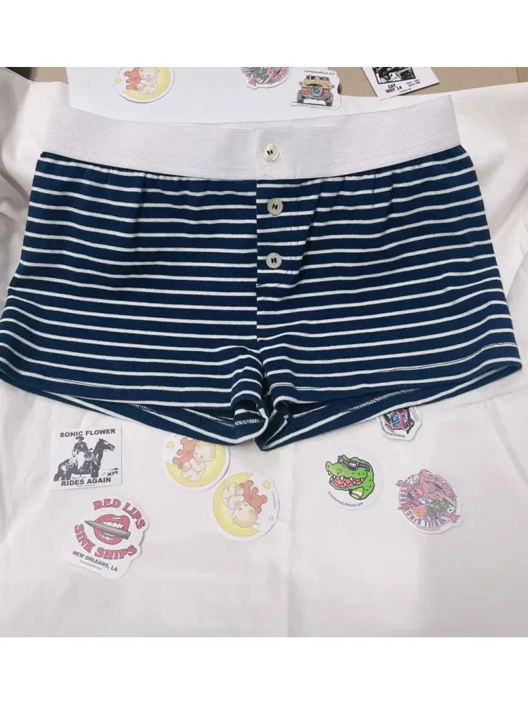 LVSANW Casual Women Soft Cotton Front Buttons Shorts 2024 Summer Vintage Low Waist Female Chic Bottoms