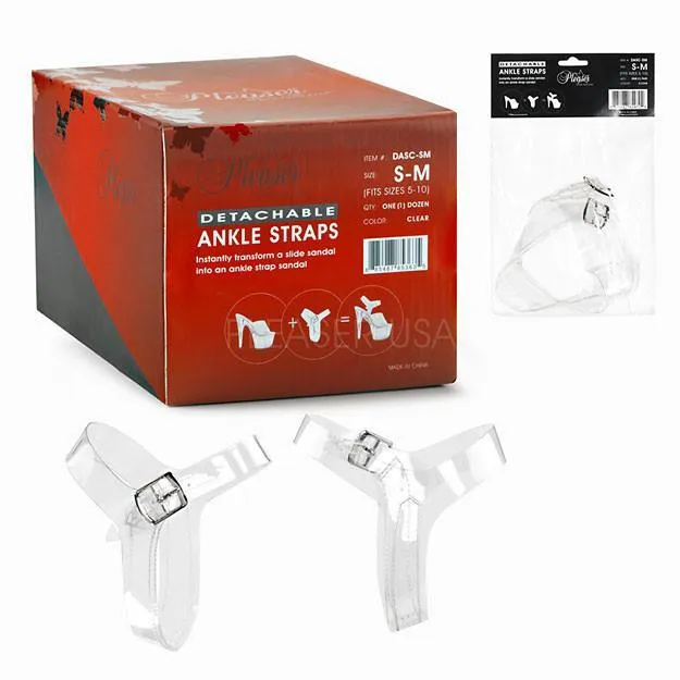 PLDASC-SM Pleasers Clear Detachable Ankle Straps for Shoes