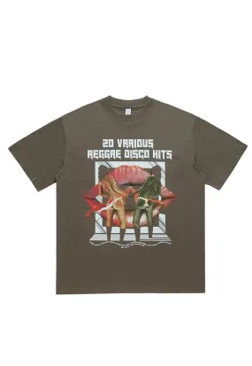 Reggae fan t-shirt retro musician tee grunge top in grey