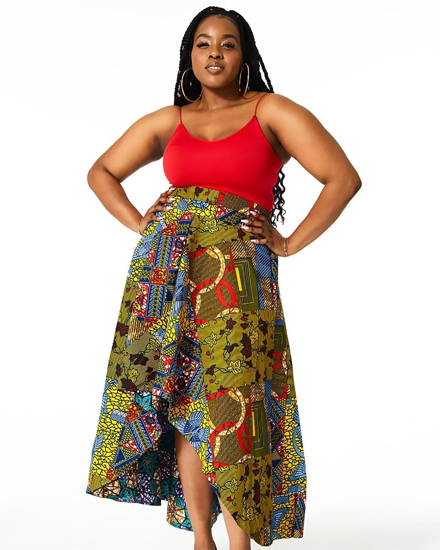 SANSSAN African Print Skirt for Women (Hi-Low)