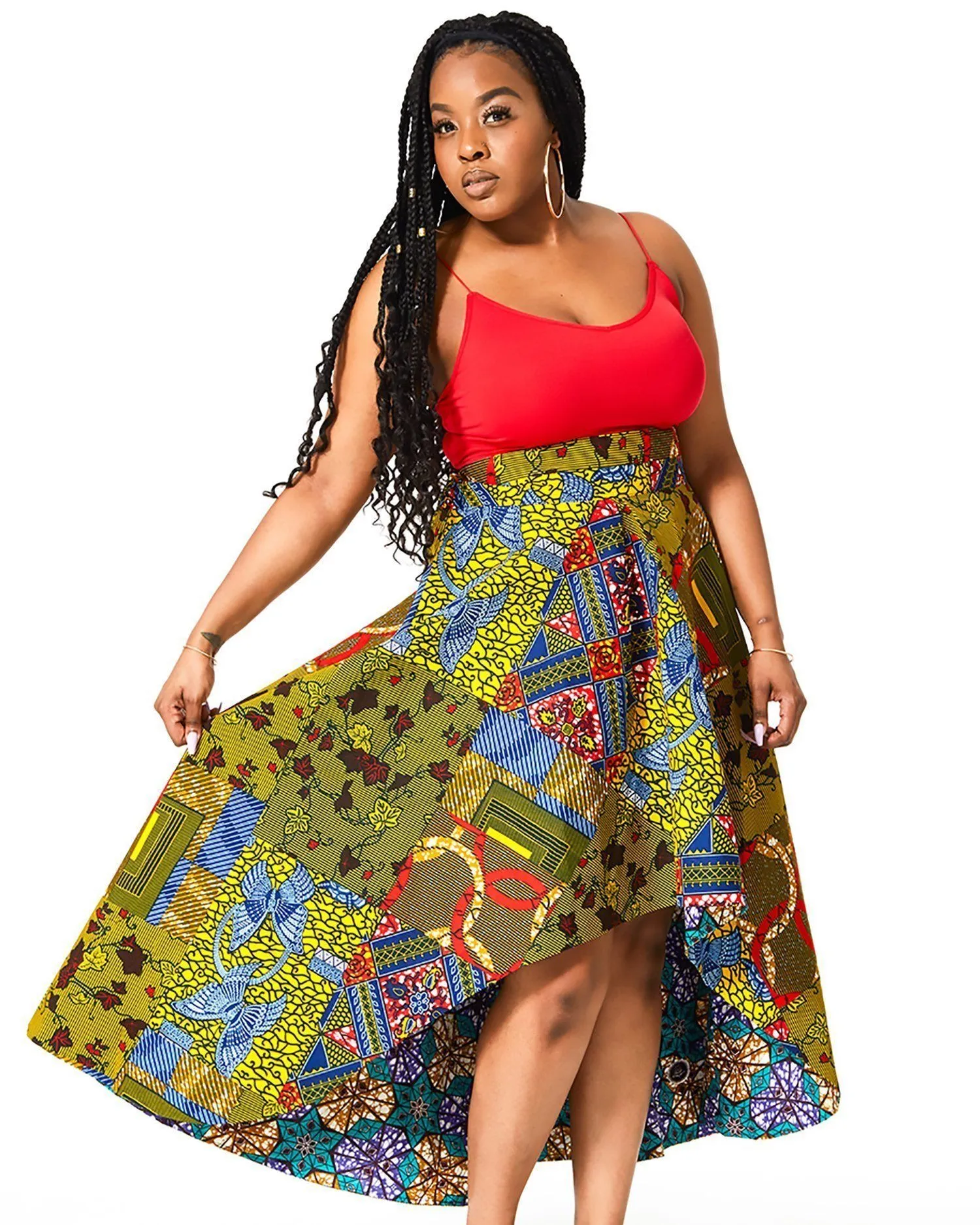 SANSSAN African Print Skirt for Women (Hi-Low)