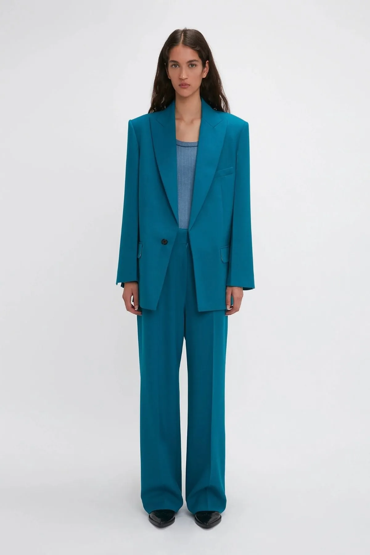Victoria Beckham Peak Lapel Jacket - Petroleum